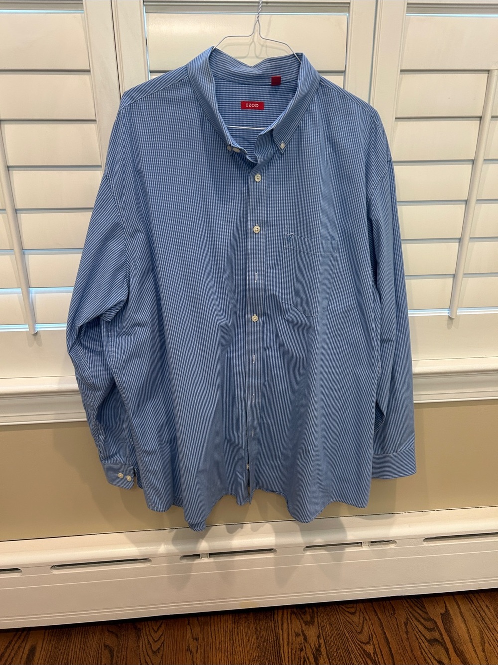 Izod Light Blue Check Men's Button-Down Dress Shirt